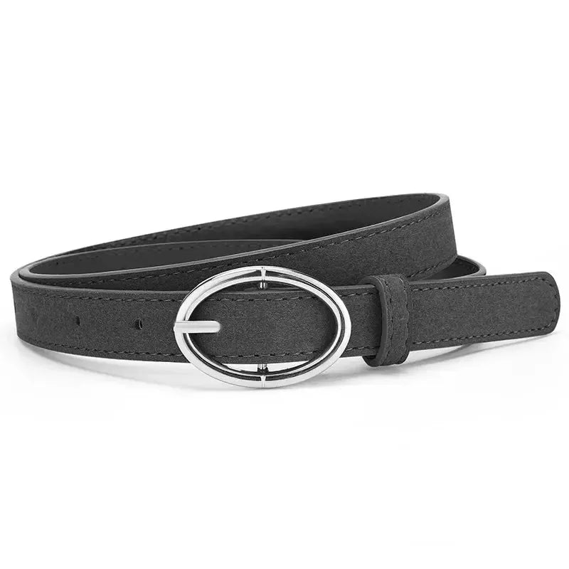 Ceinture en cuir givré gris pour femme